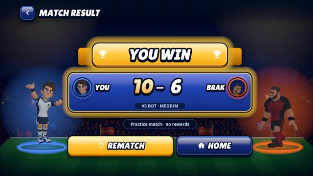 The match result screen with the Rematch button